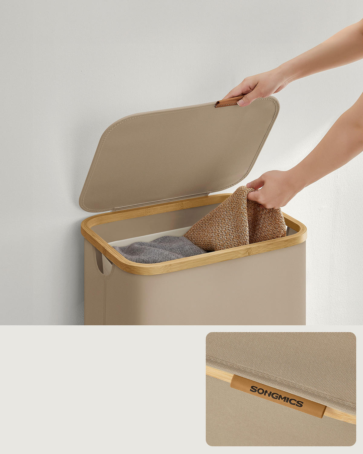 WÄSCHEKORB - Hellbraun, Basics, Holz/Papier (42/70,5/32cm)