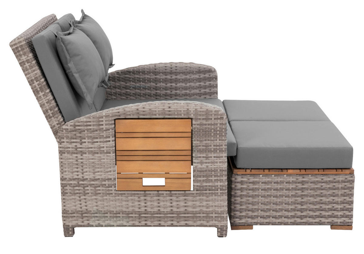 LOUNGEGARNITUR   117/93/74 cm Teakholz Stahl  - Grau, Basics, Holz/Textil (117/93/74cm) - Gardenson