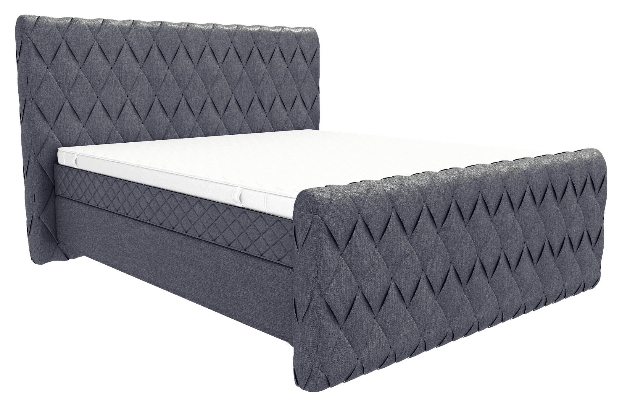 BOXSPRINGBETT 180/200 cm  in Graublau  - Graublau/Schwarz, Design, Textil/Metall (180/200cm) - Boxxx