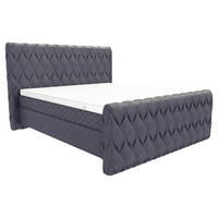 BOXSPRINGBETT 180/200 cm  in Graublau  - Graublau/Schwarz, Design, Textil/Metall (180/200cm) - Boxxx