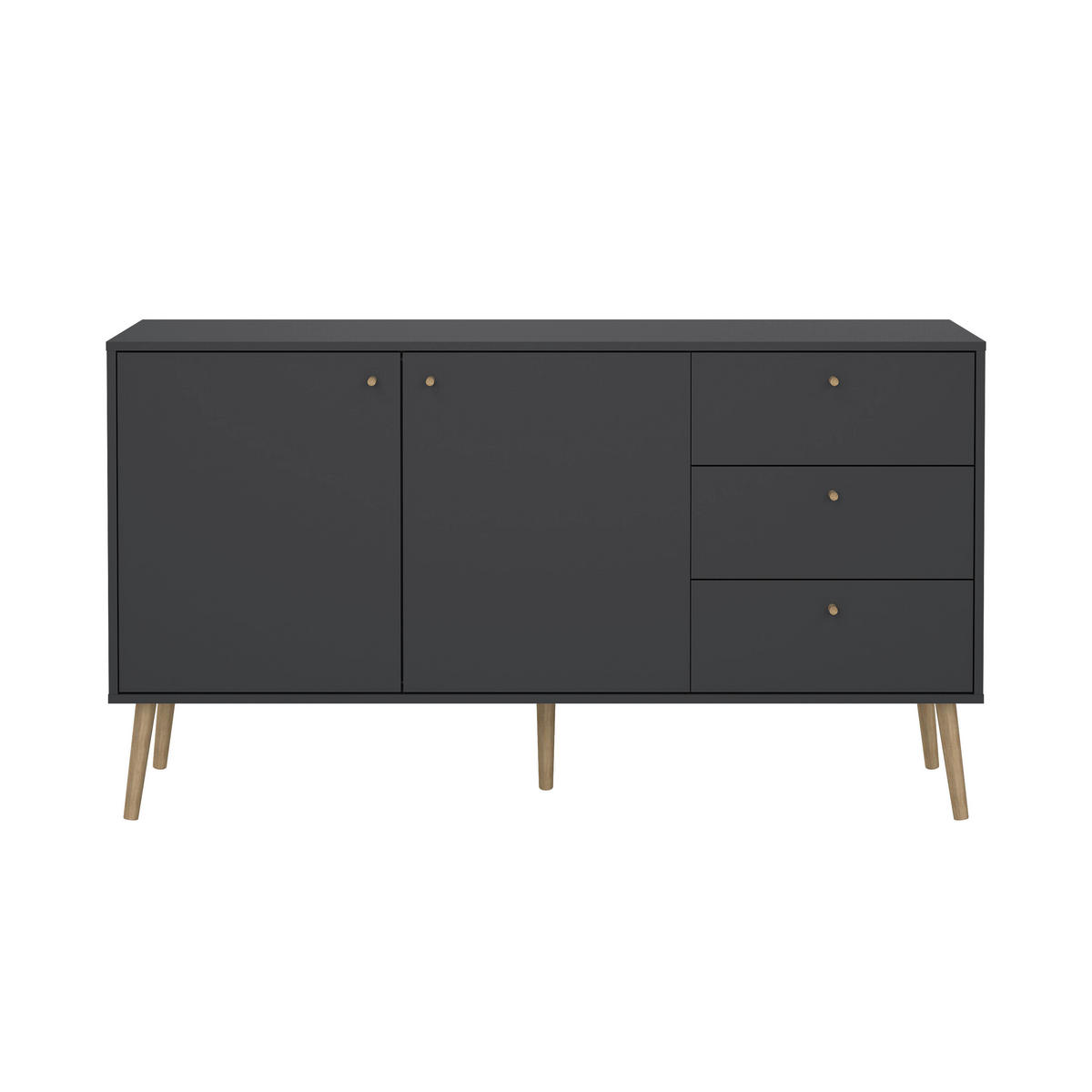 SIDEBOARD 147,2/81,7/39,1 cm  - grå/ekfärgad, Design, trämaterial/trä (147,2/81,7/39,1cm) - Best Price