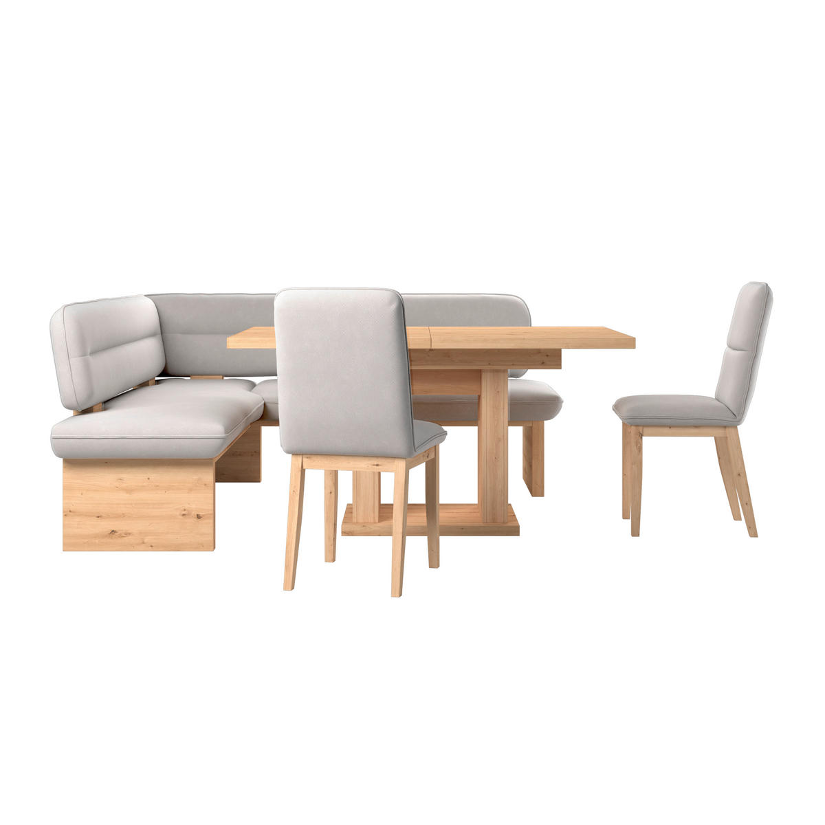 ECKBANK 170/232 cm Webstoff Beige Eiche Sperrholz   - Eichefarben/Beige, KONVENTIONELL, Holz/Textil (170/232cm) - Livetastic