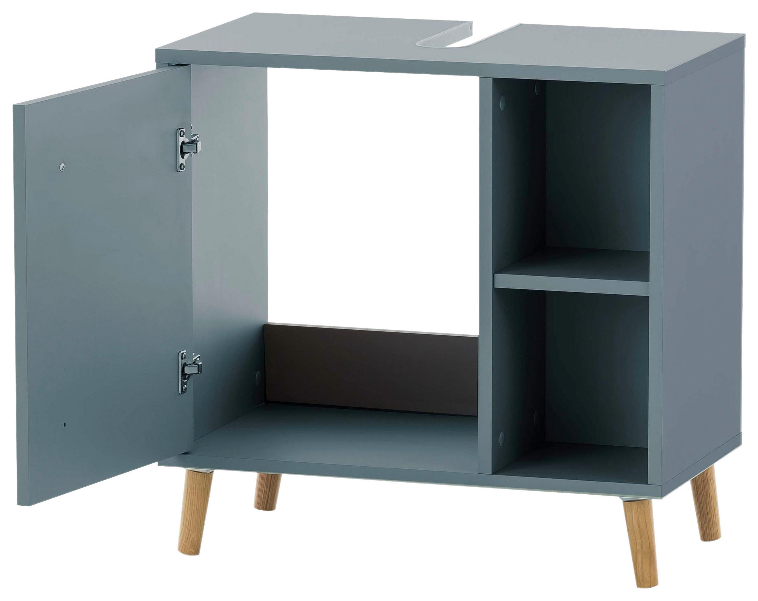 Thumbnail - Stylife Waschbeckenunterschrank Schildmeyer Bjarne, Blau, Petrol, Holz, Eiche, massiv, 1 Fächer, 60.2x59.3x33.1 cm, Made...