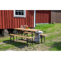 GARTENTISCHGRUPPE Tanne Stahl  - Schwarz/Naturfarben, KONVENTIONELL, Holz/Metall - Gardenson