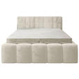 BOXBETT 160/200 cm,  in Beige, gepolstertes Kopfteil, Bettkasten, Topper, Matratzen, H3 + H3 = fest  - Beige/Schwarz, MODERN, Kunststoff/Textil (160/200cm) - Xora