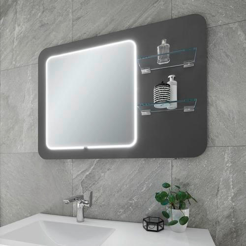 BADEZIMMERSPIEGEL 105/75/3,2 cm - Grau, MODERN, Glas/Holzwerkstoff (105/75/3,2cm) - Sadena