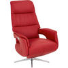 RELAXSESSEL Echtleder Relaxfunktion    - Edelstahlfarben/Rot, Design, Leder (75/114/83cm) - Welnova