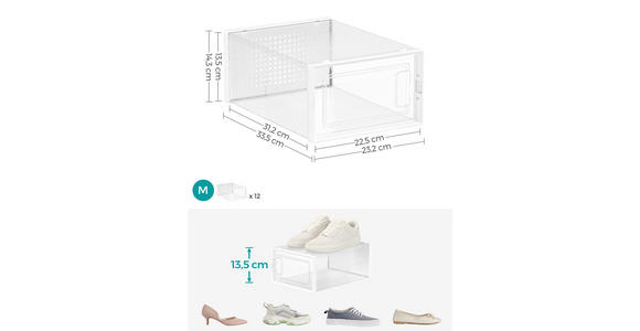 SCHUHBOX - Transparent/Weiß, Trend, Kunststoff (33,5/14,3/23,2cm) - Boxxx