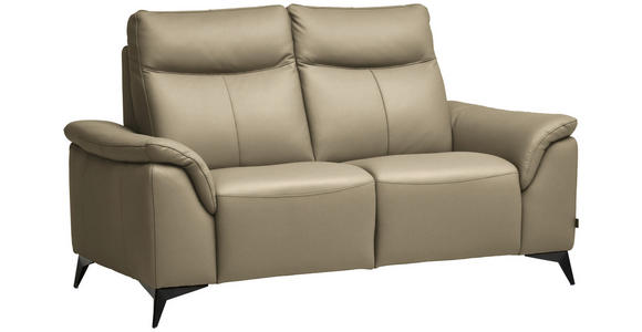 2-SITZER-SOFA  in Echtleder Ecru   - Ecru/Schwarz, Design, Leder/Metall (176/105/98cm) - Belluti