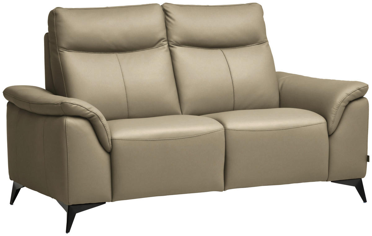 2-SITZER-SOFA  in Echtleder Ecru   - Ecru/Schwarz, Design, Leder/Metall (176/105/98cm) - Belluti