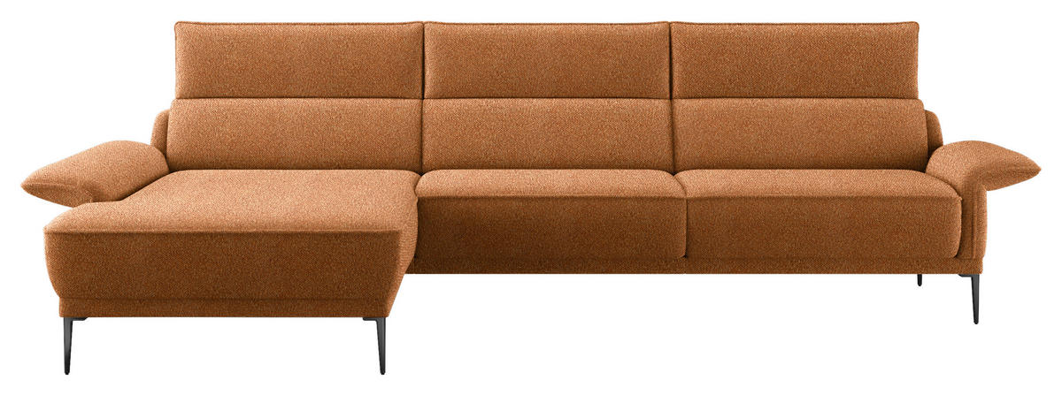 ECKSOFA  in Bouclé Cognac  186/330 cm  - Cognac/Schwarz, MODERN, Textil/Metall (186/330cm) - Johann Jakob
