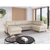 WOHNLANDSCHAFT GLENDALE E in Flachgewebe Creme  - Eichefarben/Creme, KONVENTIONELL, Holz/Textil (166/321/193cm) - Sit & More
