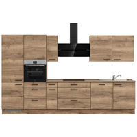 KÜCHENLEERBLOCK 360 cm   in Eiche dunkel  - Eiche dunkel/Schwarz, MODERN, Holzwerkstoff/Metall (360cm) - Nobilia