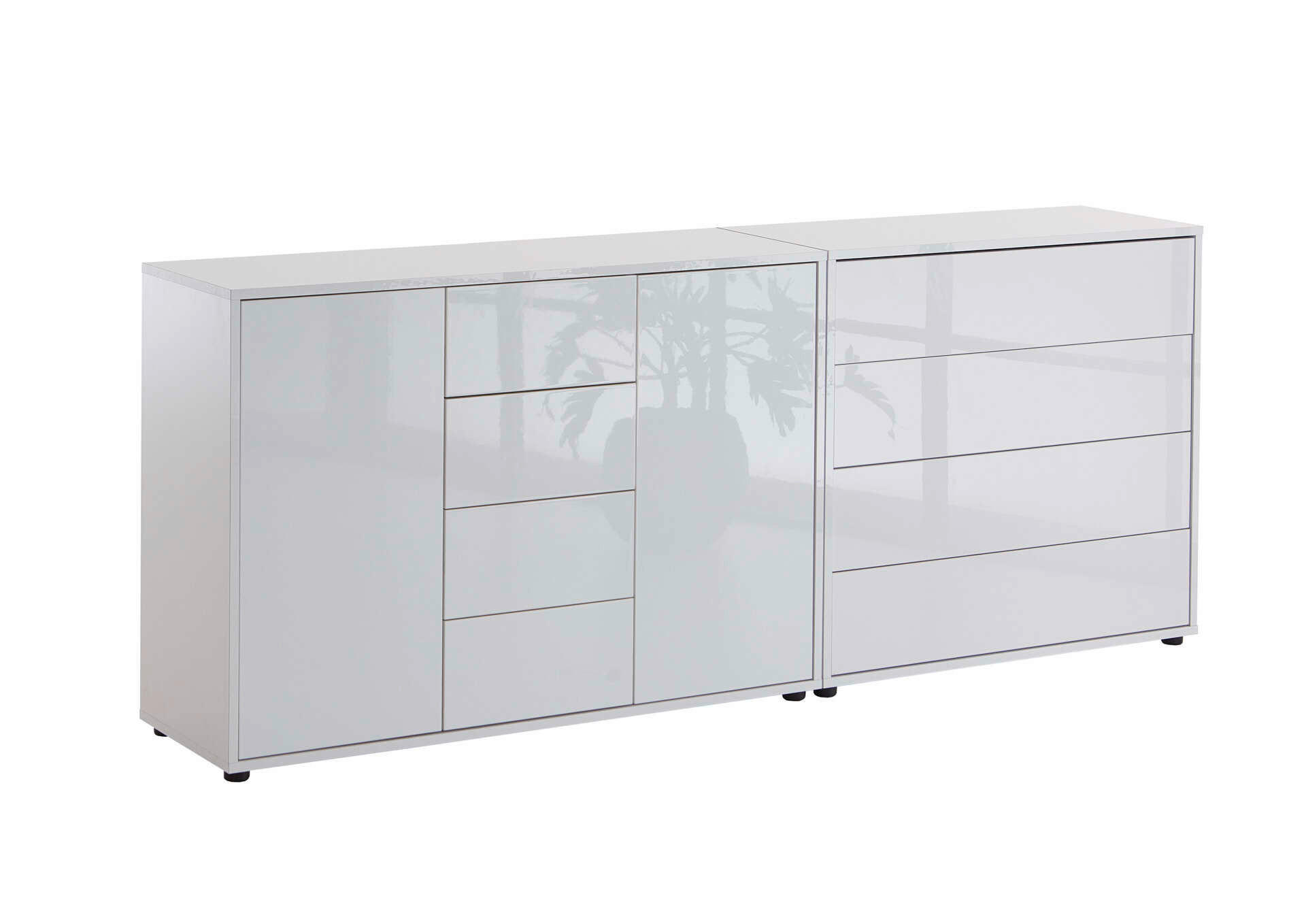 SIDEBOARD 184,5/73/33 cm  in Weiß, Weiß Hochglanz  - Weiß Hochglanz/Schwarz, MODERN, Holzwerkstoff/Kunststoff (184,5/73/33cm) - MID.YOU