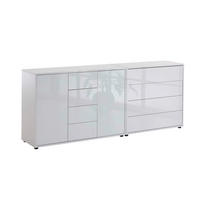 SIDEBOARD Mailand Set 14  in 184,5/73/33 cm  - Weiß Hochglanz/Schwarz, MODERN, Holzwerkstoff/Kunststoff (184,5/73/33cm) - MID.YOU