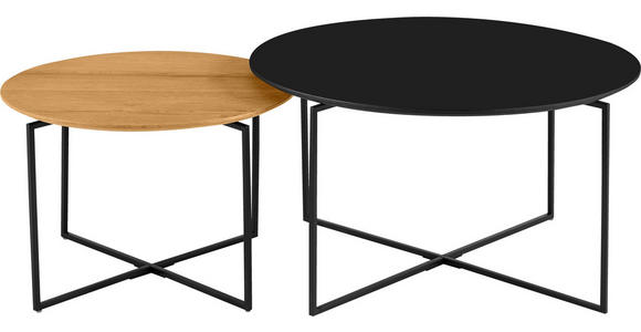 COUCHTISCHSET in Holz, Metall, Holzwerkstoff 80/60/80/60/43/39 cm  - Eichefarben/Schwarz, Design, Holz/Holzwerkstoff (80/60/80/60/43/39cm) - Carryhome