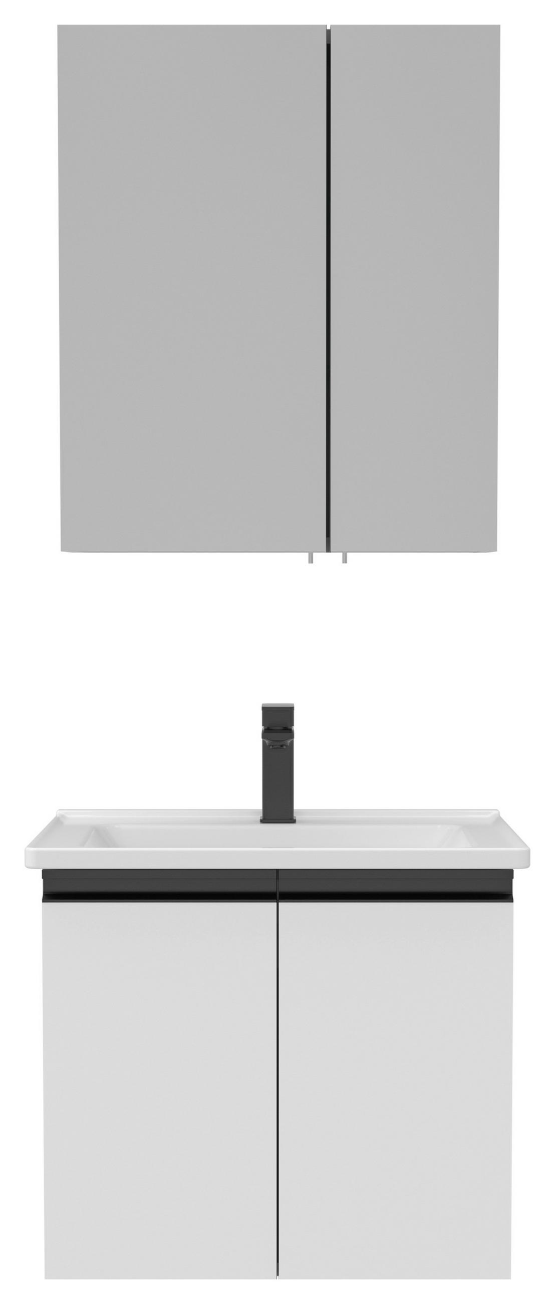 BADEZIMMER 3-teilig  in  - Weiß Hochglanz/Schwarz, MODERN, Glas/Keramik (60/119/46cm) - MID.YOU