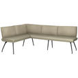ECKBANK 165/225 cm  in Creme  - Creme/Schwarz, Design, Textil/Metall (165/225cm) - Moderano