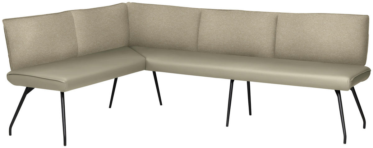ECKBANK 165/225 cm  in Creme  - Creme/Schwarz, Design, Textil/Metall (165/225cm) - Moderano