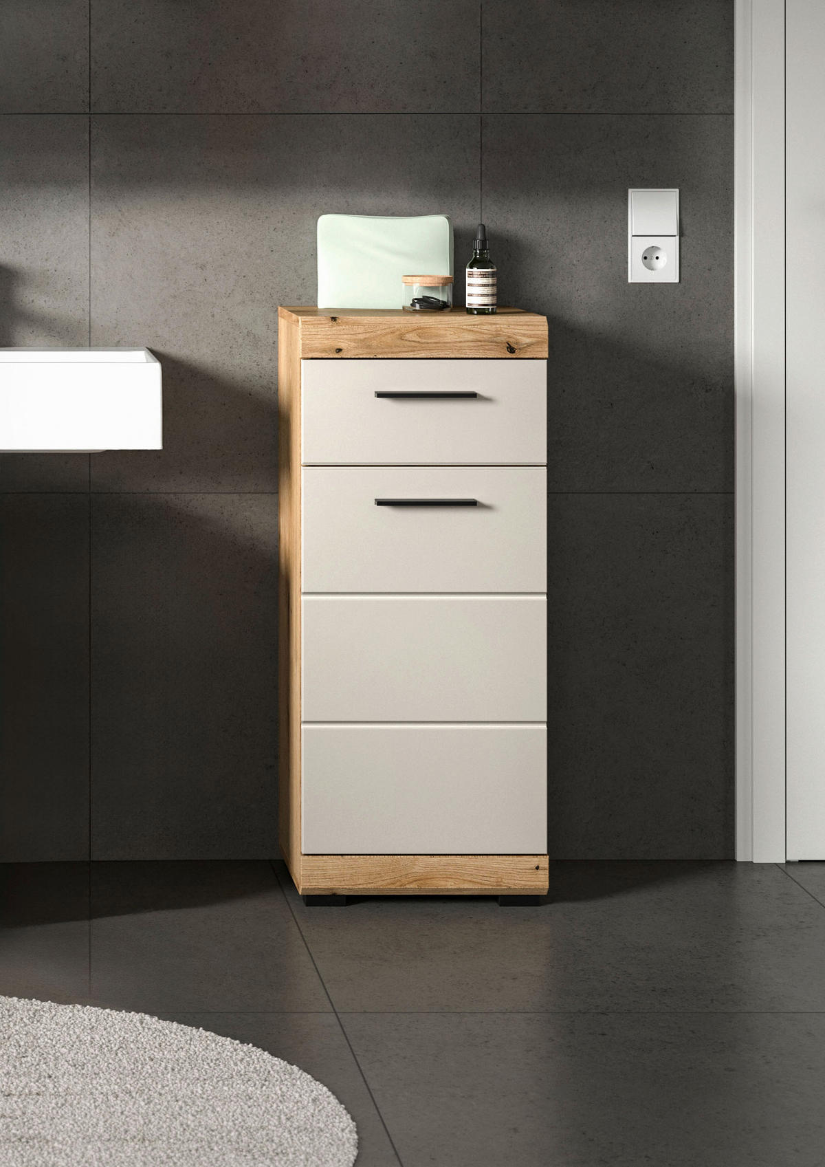 MIDISCHRANK 37/88/31 cm  - Kaschmir/Schwarz, MODERN, Holzwerkstoff/Kunststoff (37/88/31cm) - MID.YOU