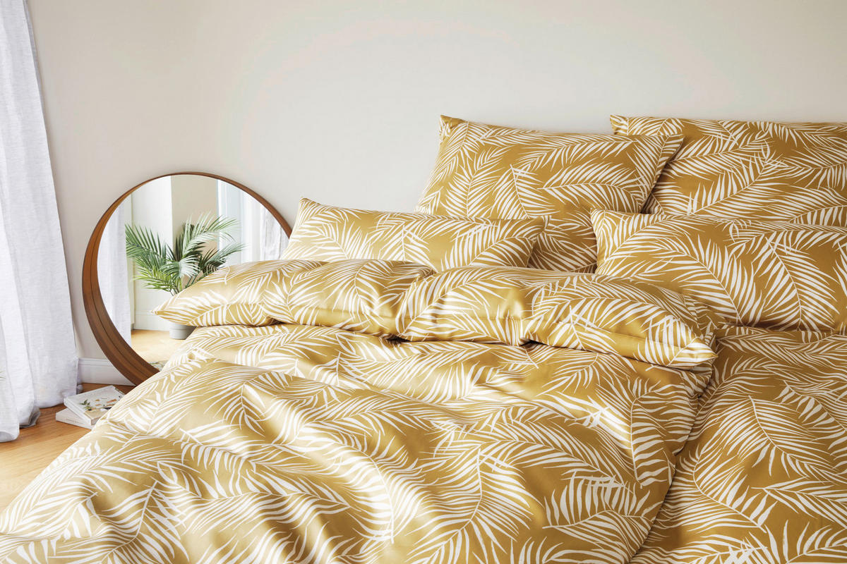 POSTELJNINA 140/200 cm mako saten zlate barve  - zlate barve, Konvencionalno, tekstil (140/200cm) - Elegante