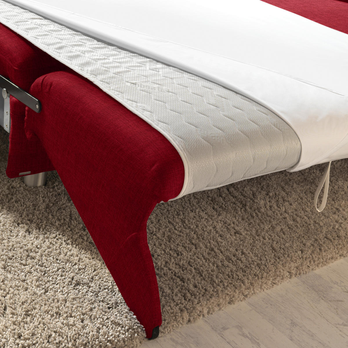 ECKSOFA in Chenille Rot  227/208 cm  - Rot/Alufarben, KONVENTIONELL, Textil/Metall (227/208cm) - Sedda
