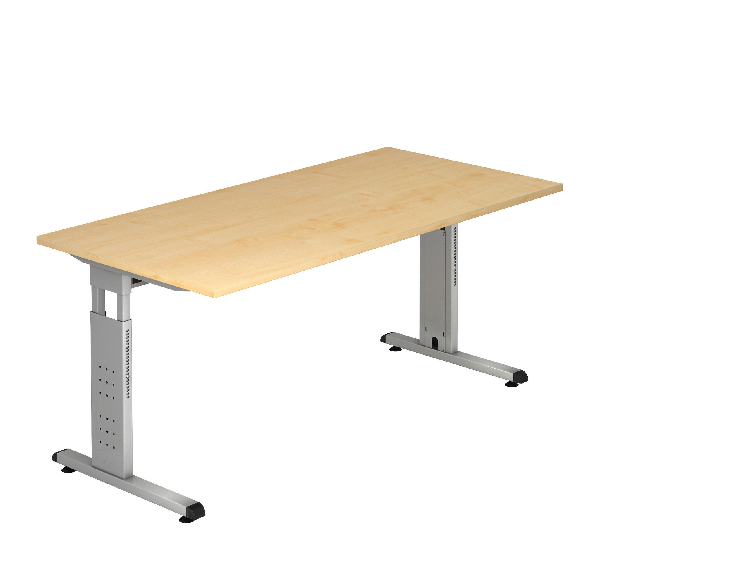 SCHREIBTISCH höhenverstellbar  - Silberfarben/Ahornfarben, KONVENTIONELL, Holzwerkstoff/Metall (160/80/65-85cm) - Venda