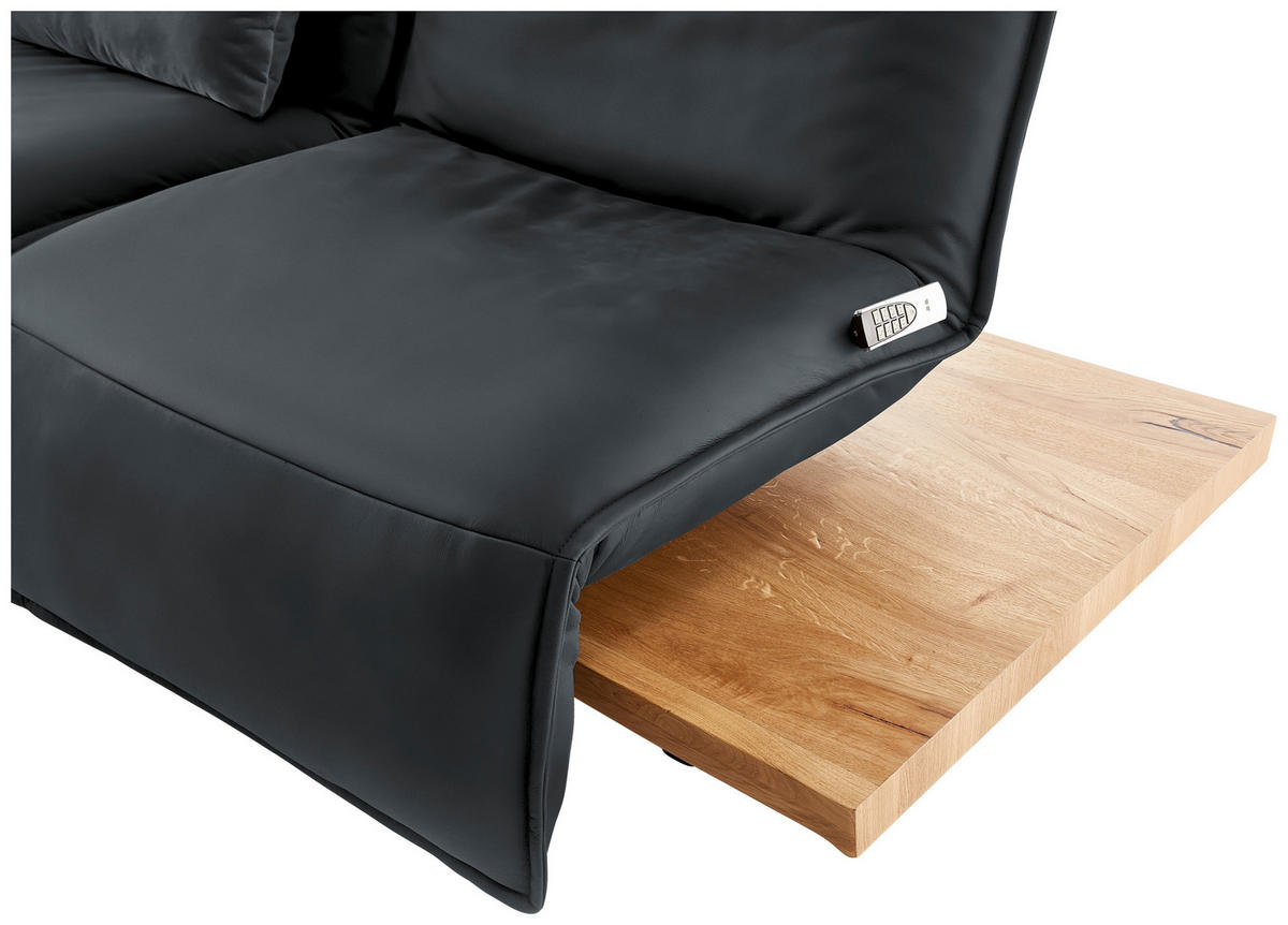2-SITZER-SOFA in Leder Grau  - Eichefarben/Schwarz, Natur, Leder/Holz (240/63/115cm) - Koinor