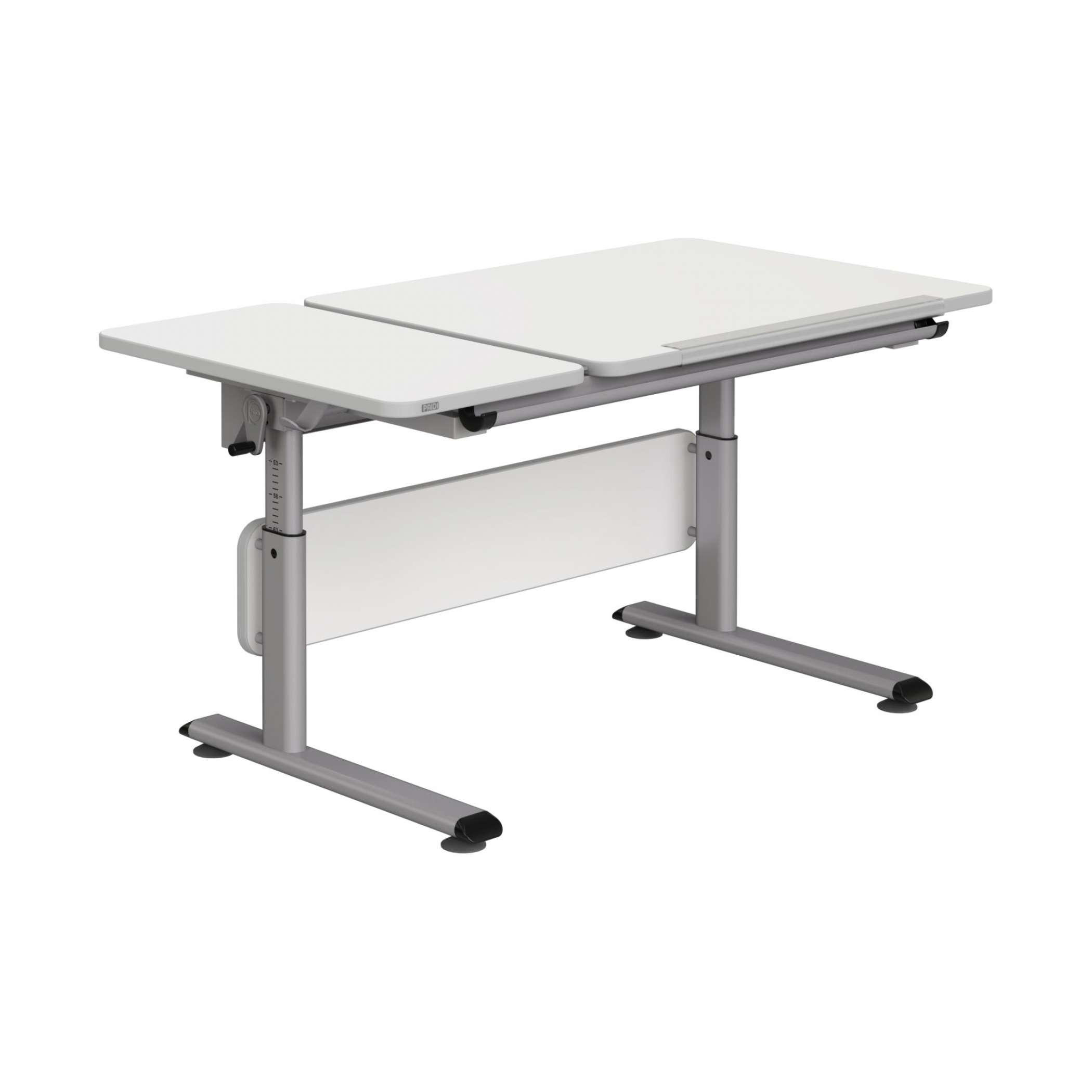 IFJÚSÁGI ÍRÓASZTAL  - ezüst/fehér, Basics, faalapú anyag/fém (130/70/53-79cm) - Paidi