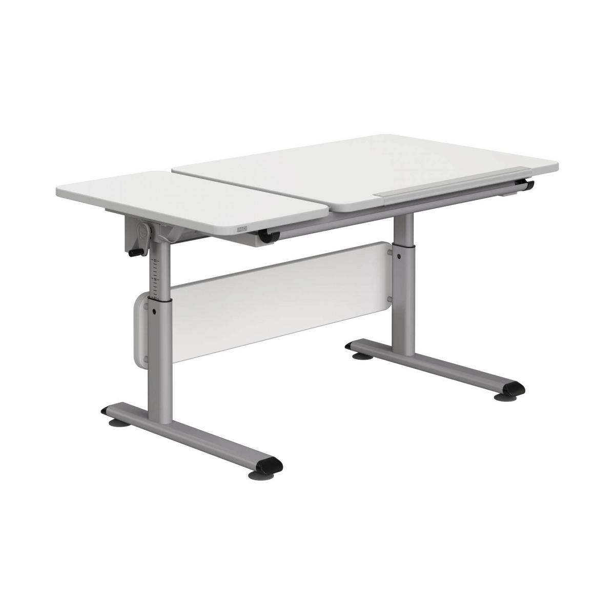 JUGENDSCHREIBTISCH 130/70/53-79 cm  - Silberfarben/Weiß, Basics, Holzwerkstoff/Metall (130/70/53-79cm) - Paidi
