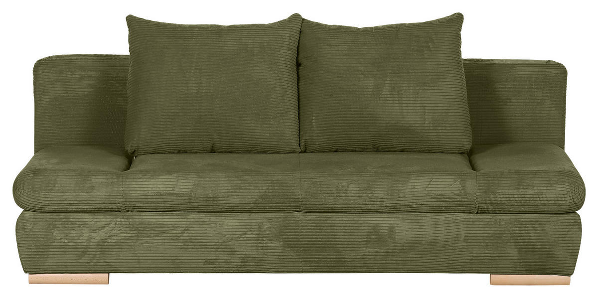 BÄDDSOFFA i manchester grön  - grön/naturfärgad, Klassisk, trä/textil (200/75/92cm) - Livetastic