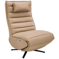 RELAXSESSEL Lederlook Echtleder Relaxfunktion, Fußteilverstellung, Nackenkissen    - Taupe/Schwarz, Design, Leder/Textil (68/108/84cm) - Stylife