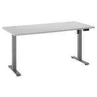 SCHREIBTISCH 160/77/74,3-118,3 cm Hellgrau elektrisch höhenverstellbar  - Silberfarben/Hellgrau, Basics, Holzwerkstoff/Metall (160/77/74,3-118,3cm) - Carryhome
