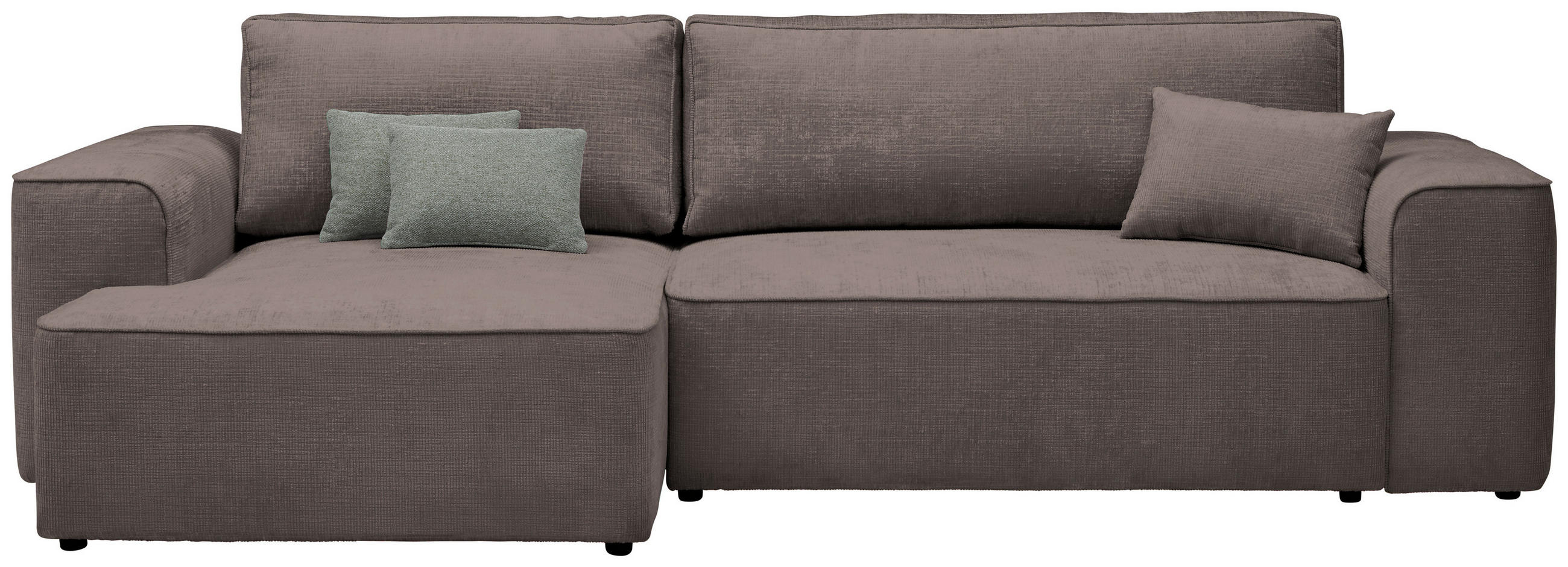 ECKSOFA in Plüsch Graubraun  - Graubraun/Blaugrau, Design, Kunststoff/Textil (152/288cm) - Xora