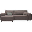 ECKSOFA in Plüsch Graubraun  - Graubraun/Blaugrau, Design, Kunststoff/Textil (152/288cm) - Xora