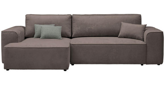 ECKSOFA in Plüsch Graubraun  - Graubraun/Blaugrau, Design, Kunststoff/Textil (152/288cm) - Xora