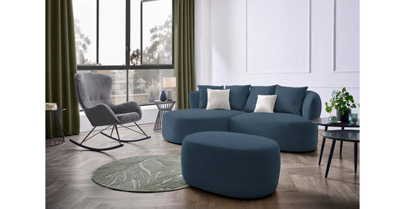 ECKSOFA in Plüsch Dunkelblau 166/235 cm - Creme/Schwarz, MODERN, Kunststoff/Textil (166/235cm) - Hom`in