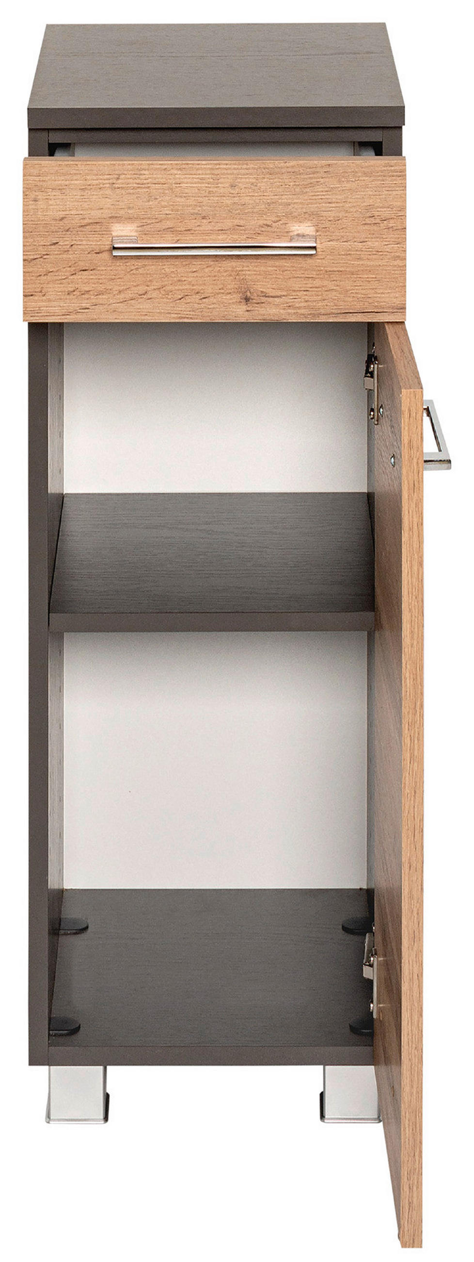 UNTERSCHRANK 30/79/35 cm   - Chromfarben/Eiche Wotan, MODERN, Holzwerkstoff/Kunststoff (30/79/35cm) - Held