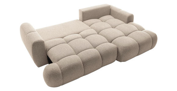 ECKSOFA Beige Struktur  inkl. Rückenkissen, Bettkasten, Schlaffunktion, Rücken echt, Liegefläche im Originalstoff  - Beige/Schwarz, KONVENTIONELL, Kunststoff/Textil (272/172cm) - Carryhome