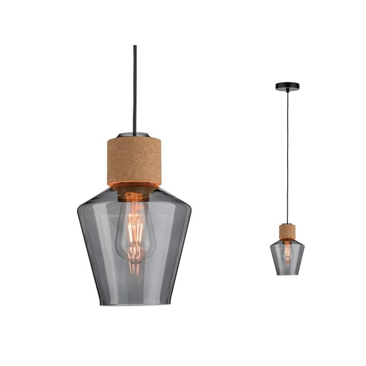 HÄNGELEUCHTE Neordic 18 cm  - Schwarz, KONVENTIONELL, Glas/Metall (18cm) - Paulmann