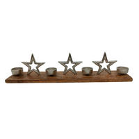 TEELICHTHALTER  - Naturfarben/Nickelfarben, LIFESTYLE, Holz/Metall (51/10/12cm) - X-Mas