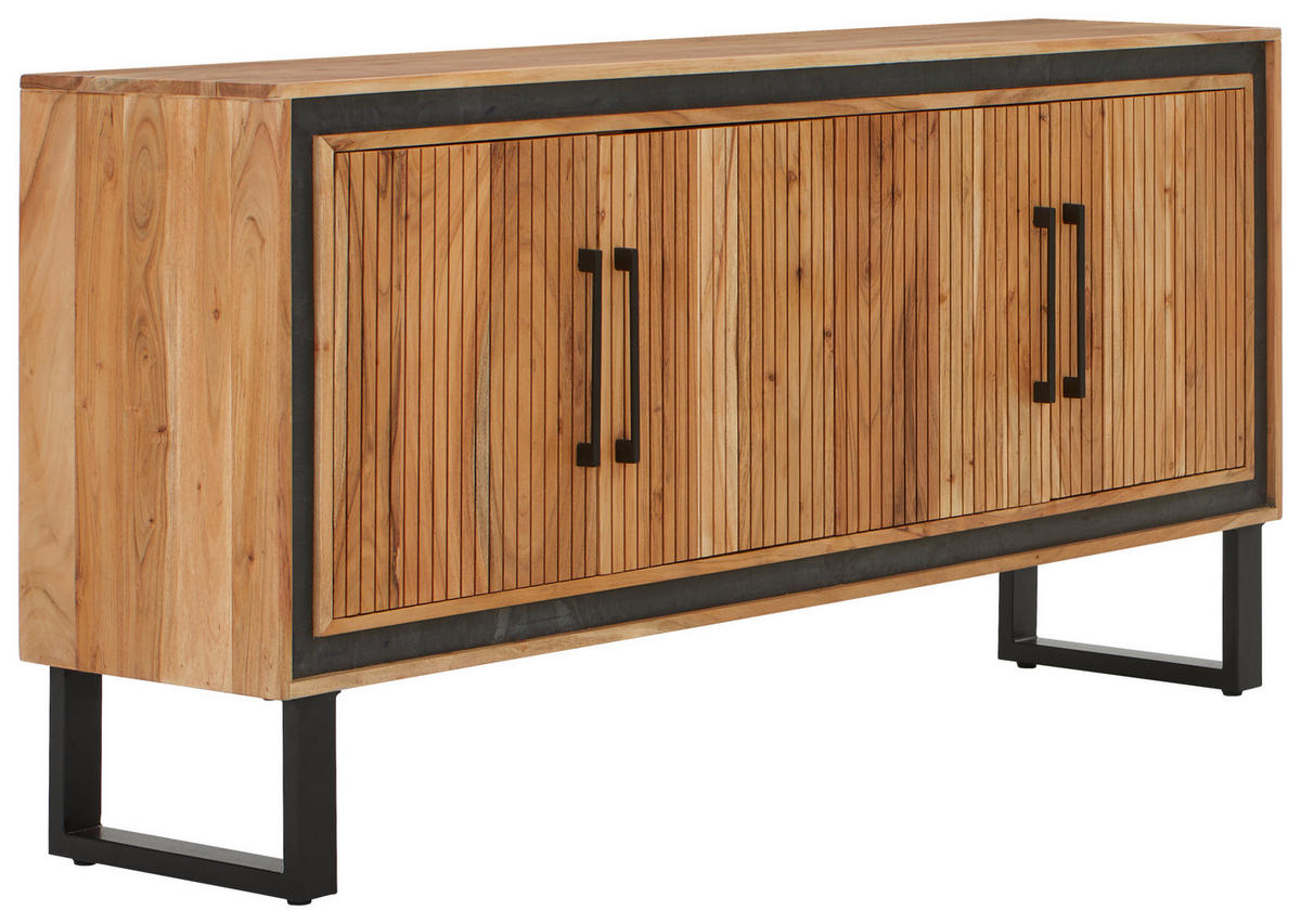 SIDEBOARD 160/80/40 cm  in Schwarz, Akaziefarben  - Schwarz/Akaziefarben, Lifestyle, Holz/Stein (160/80/40cm) - MID.YOU