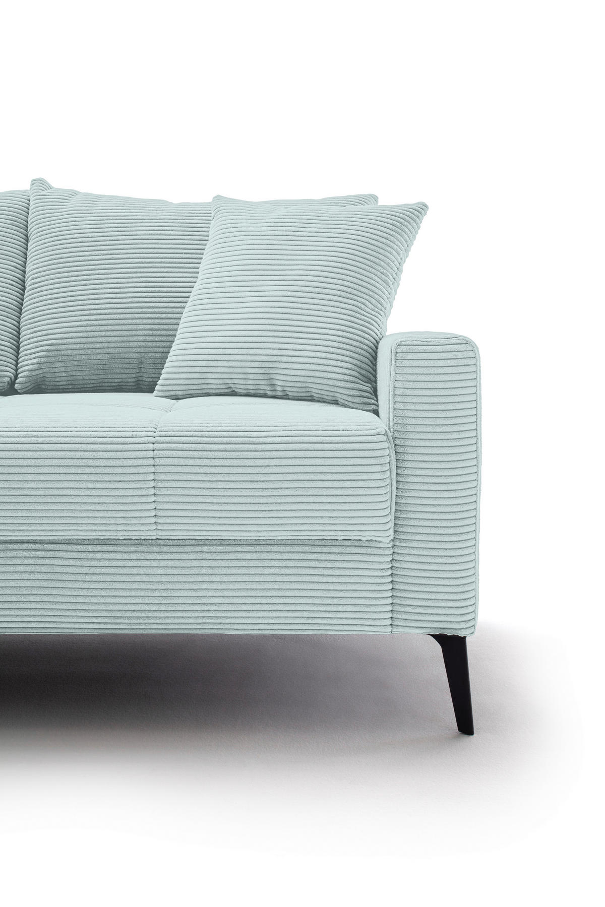 ECKSOFA Blaugrau Cord  - Blaugrau/Schwarz, KONVENTIONELL, Textil/Metall (173/280cm) - Hom`in