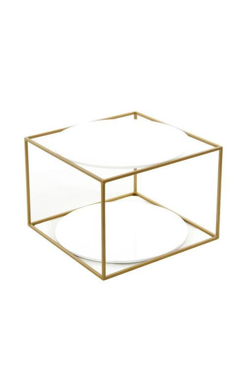 SIDOBORD i metall, glas 50/50/36 cm  - vit/guldfärgad, Basics, metall/glas (50/50/36cm) - Kayoom