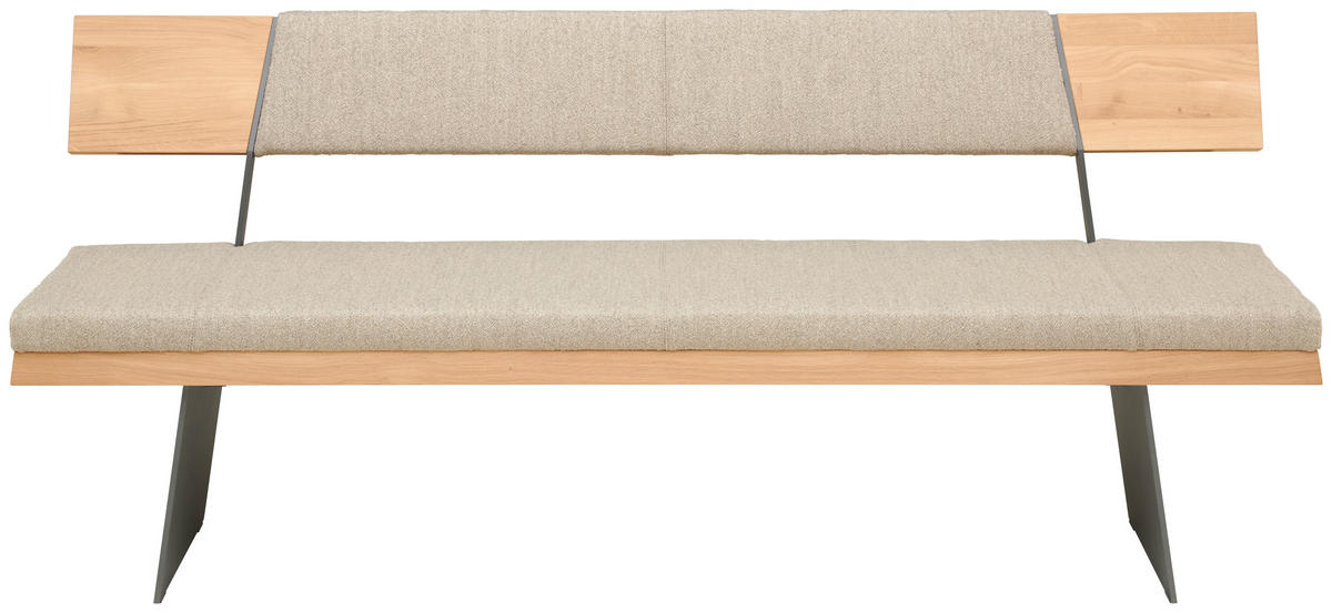 SITZBANK in Holz, Metall, Textil Naturfarben, Schwarz, Wildeiche  - Wildeiche/Schwarz, Natur, Holz/Textil (207/90/58cm) - Voglauer