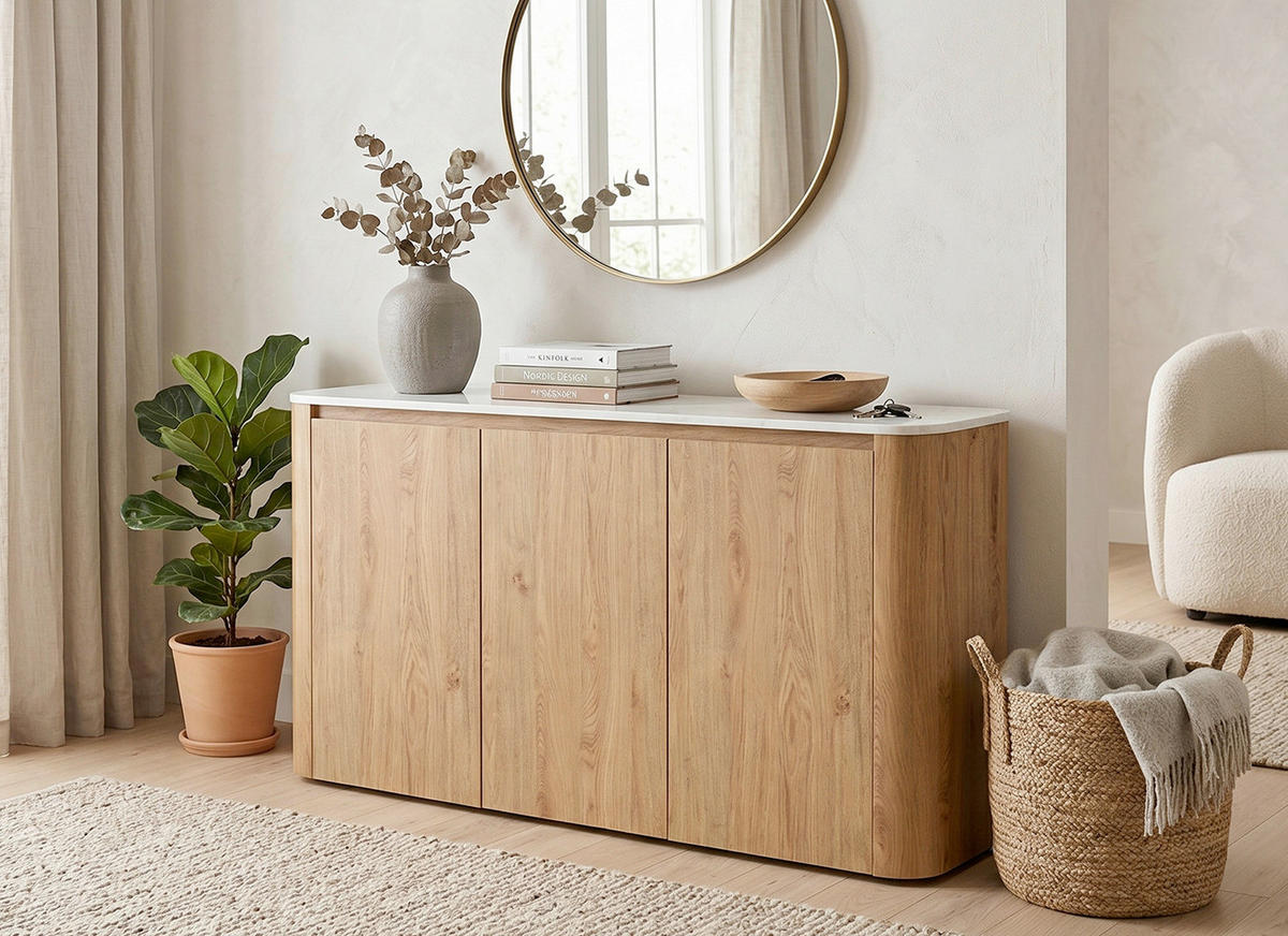 SIDEBOARD  150/74,1/39 cm  - Eichefarben/Weiß, KONVENTIONELL, Holzwerkstoff/Kunststoff (150/74,1/39cm) - MID.YOU