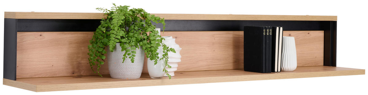 WANDBOARD Schwarz, Eiche Artisan  - Schwarz/Eiche Artisan, LIFESTYLE, Holzwerkstoff (155/26/25cm) - Hom`in