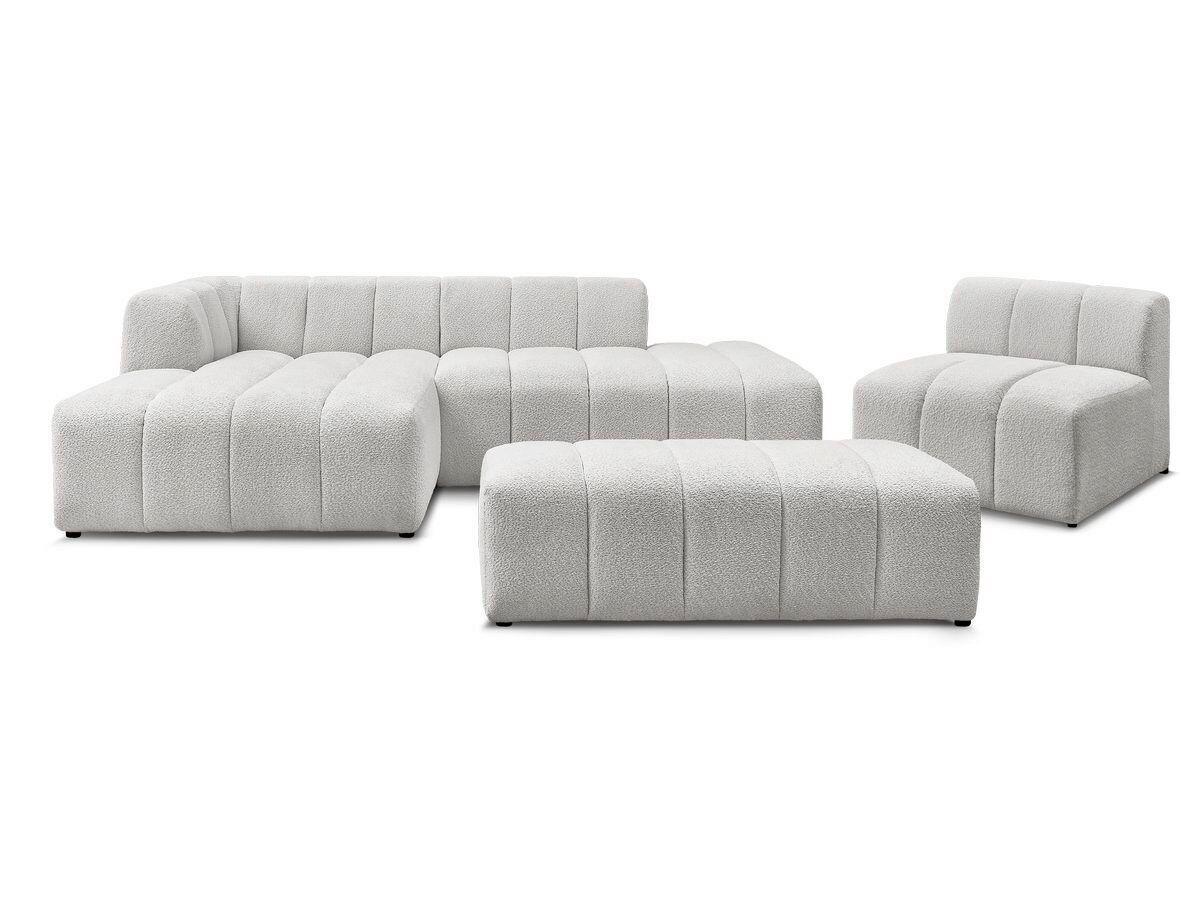 ECKSOFA Ottomane links  ANNECY Hellgrau Bouclé  - Hellgrau/Schwarz, MODERN, Kunststoff/Textil (170/262cm)