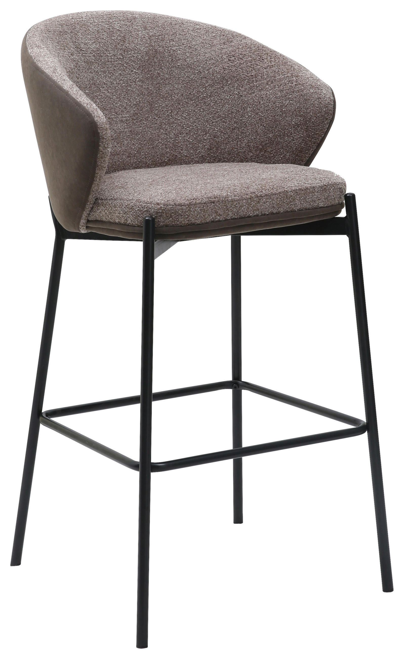 BARHOCKER Samt Braun Eisen  - Schwarz/Braun, MODERN, Textil/Metall (53,5/101/54cm) - MID.YOU