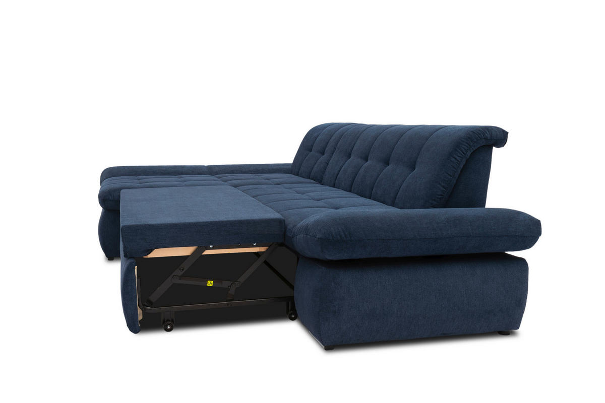ECKSOFA Dunkelblau Mikrofaser  - Chromfarben/Dunkelblau, KONVENTIONELL, Textil/Metall (172/300cm) - MID.YOU